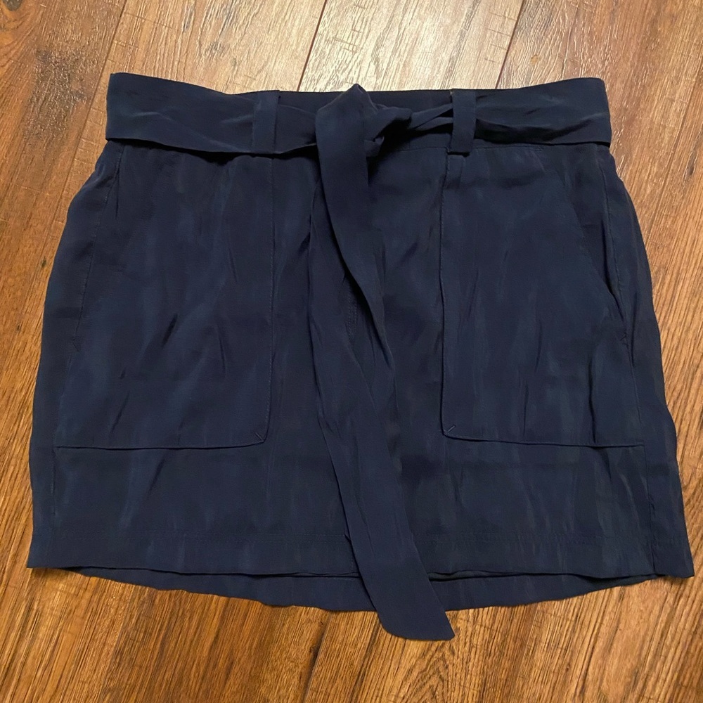 NWT old navy navy blue skirt modal blend tie waist pockets short medium